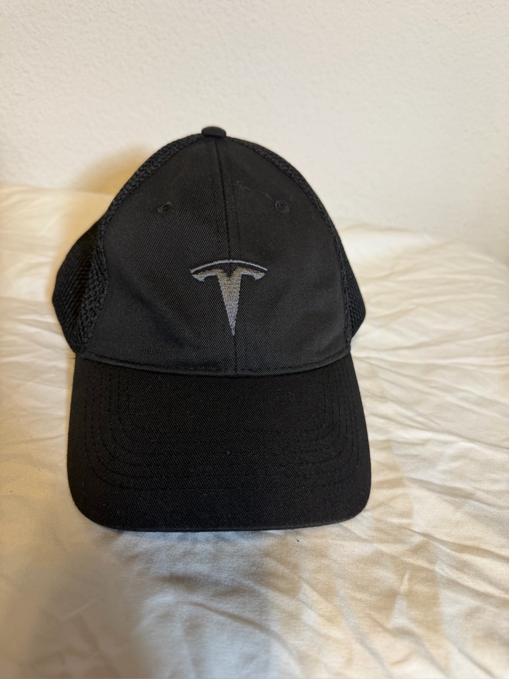Tesla Black Mesh Trucker Cap with Gray Logo
